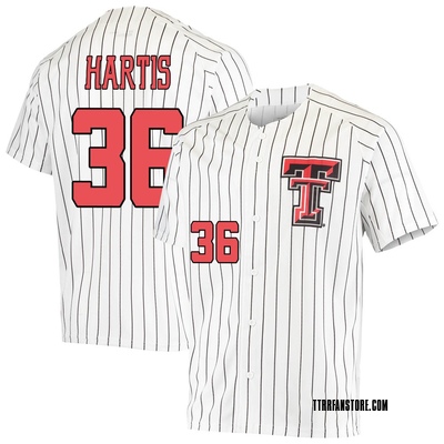 Custom Texas Tech Red Raiders Pinstripe Baseball White Replica Jersey in White, Size: S, Sold by Red Raider Outfitters